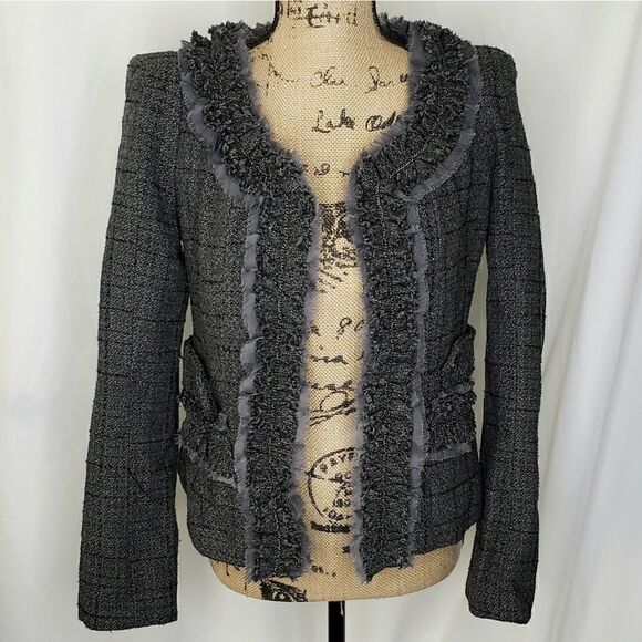 WOW Couture | Silver Ruffle Crop Jacket - Picture 1 of 8